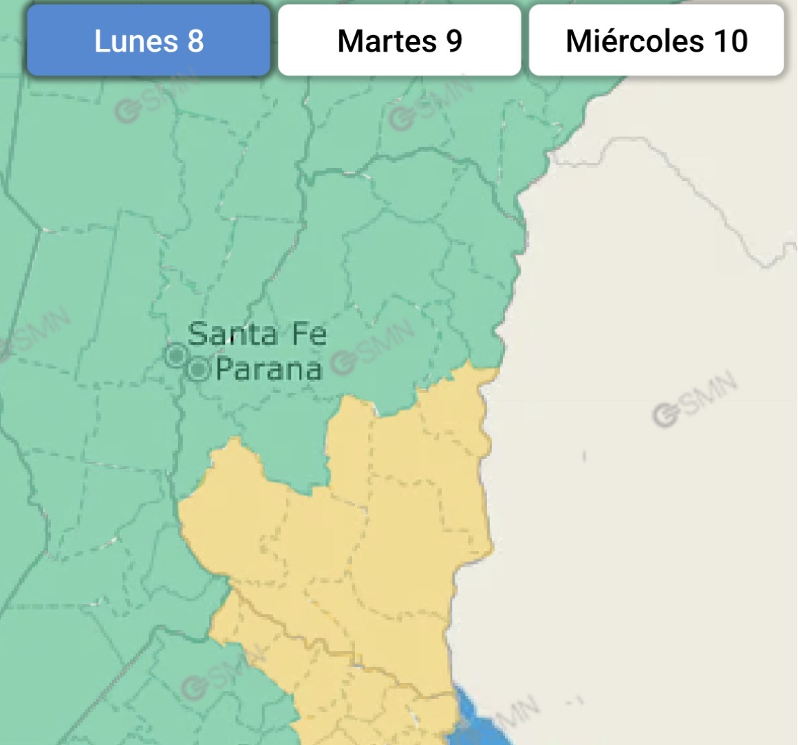 Siete Departamentos de Entre Ríos bajo alerta amarillo por lluvias