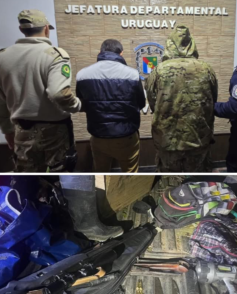 Brigada Rural intercepta vehículo con arma de fuego, silenciador y carne de caza