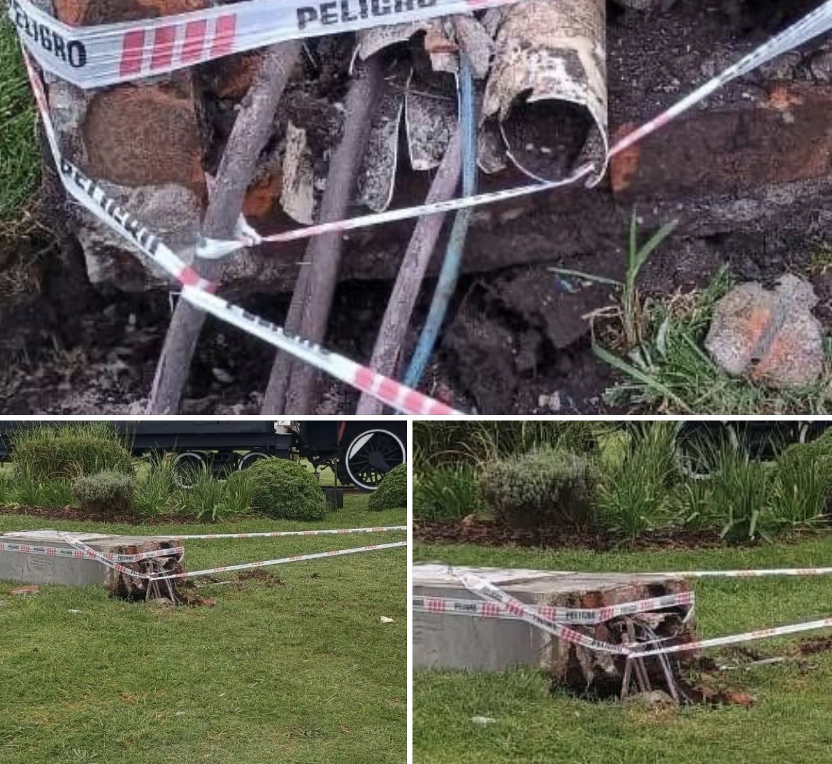 Rotonda del Acceso Oeste de Basavilbaso quedó sin iluminación tras un choque 