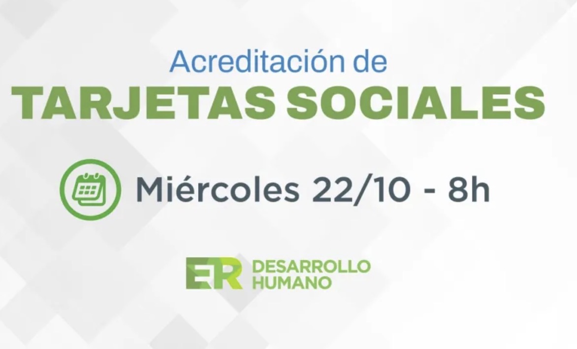Este miércoles se acreditan los fondos de las tarjetas sociales