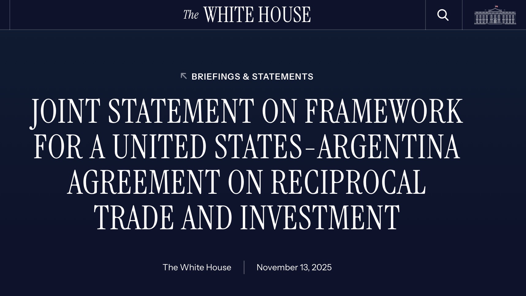 Estados Unidos anunció un acuerdo comercial con Argentina