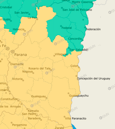 SMN emitió alerta por tormentas fuertes para gran parte de Entre Ríos