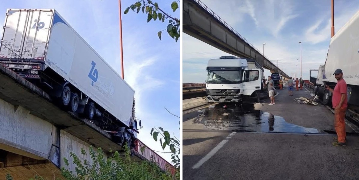 Un camión chocó en puente del complejo Zarate-Brazo Largo