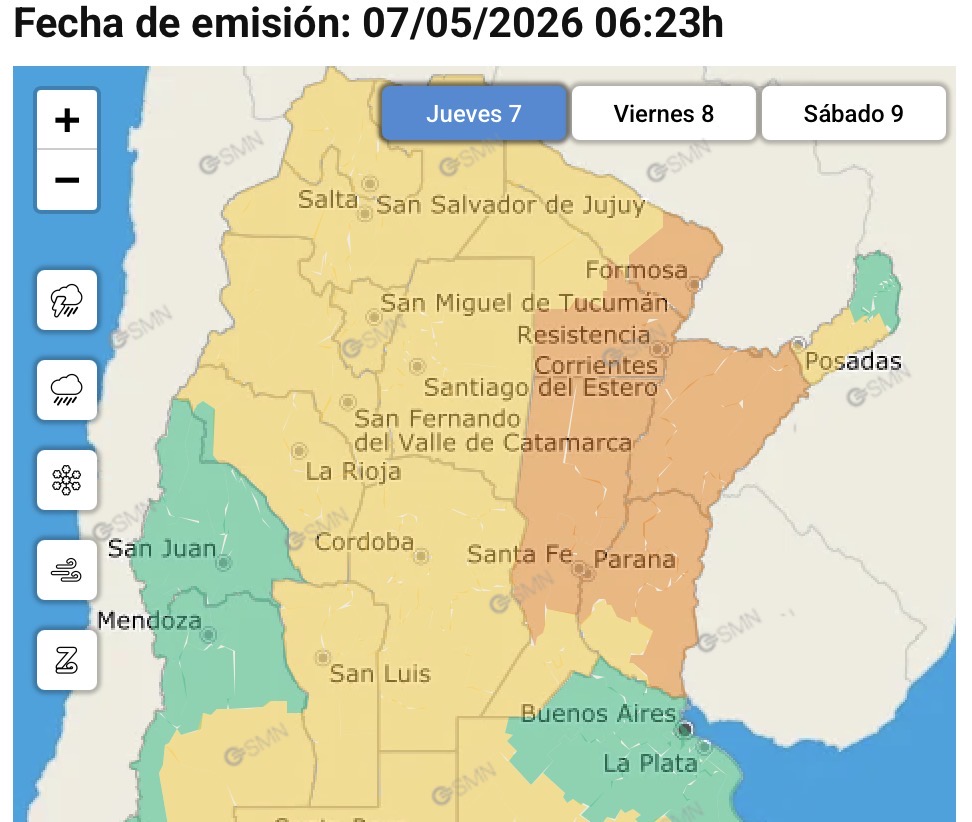 Renovaron alerta por tormentas fuertes pata gran parte de Entre Ríos