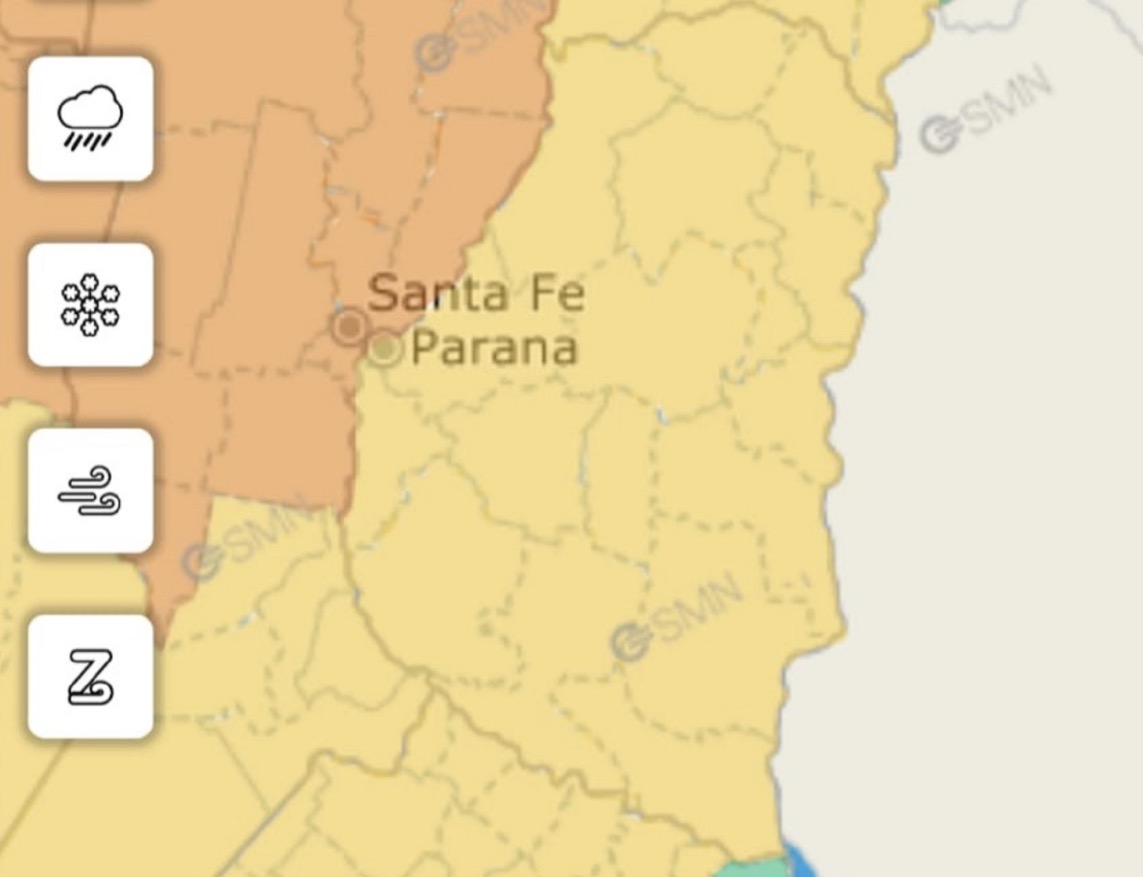 Alerta amarilla por lluvias y tormentas para este jueves en toda la provincia