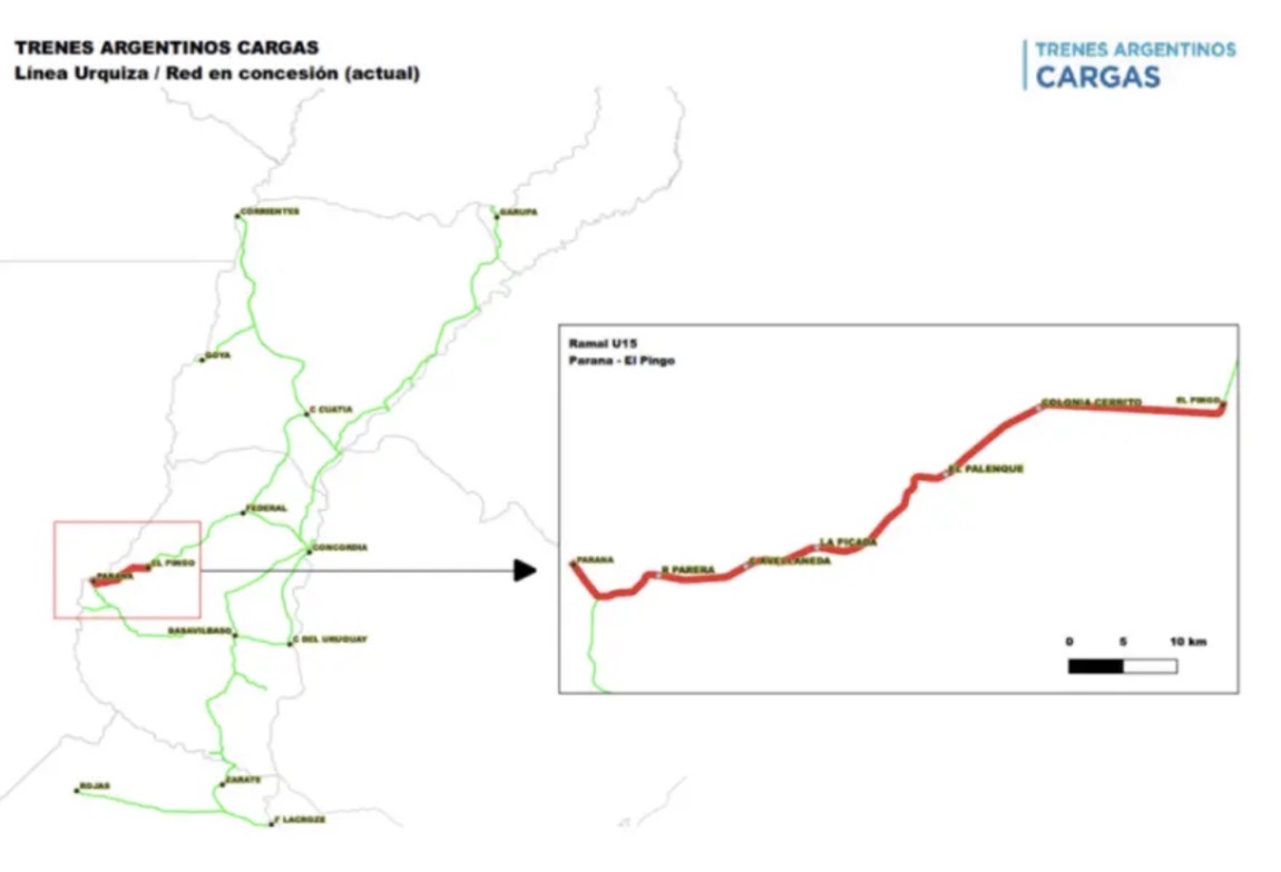 Nación transfirió a ADIFSA la administración del ramal Paraná–El Pingo