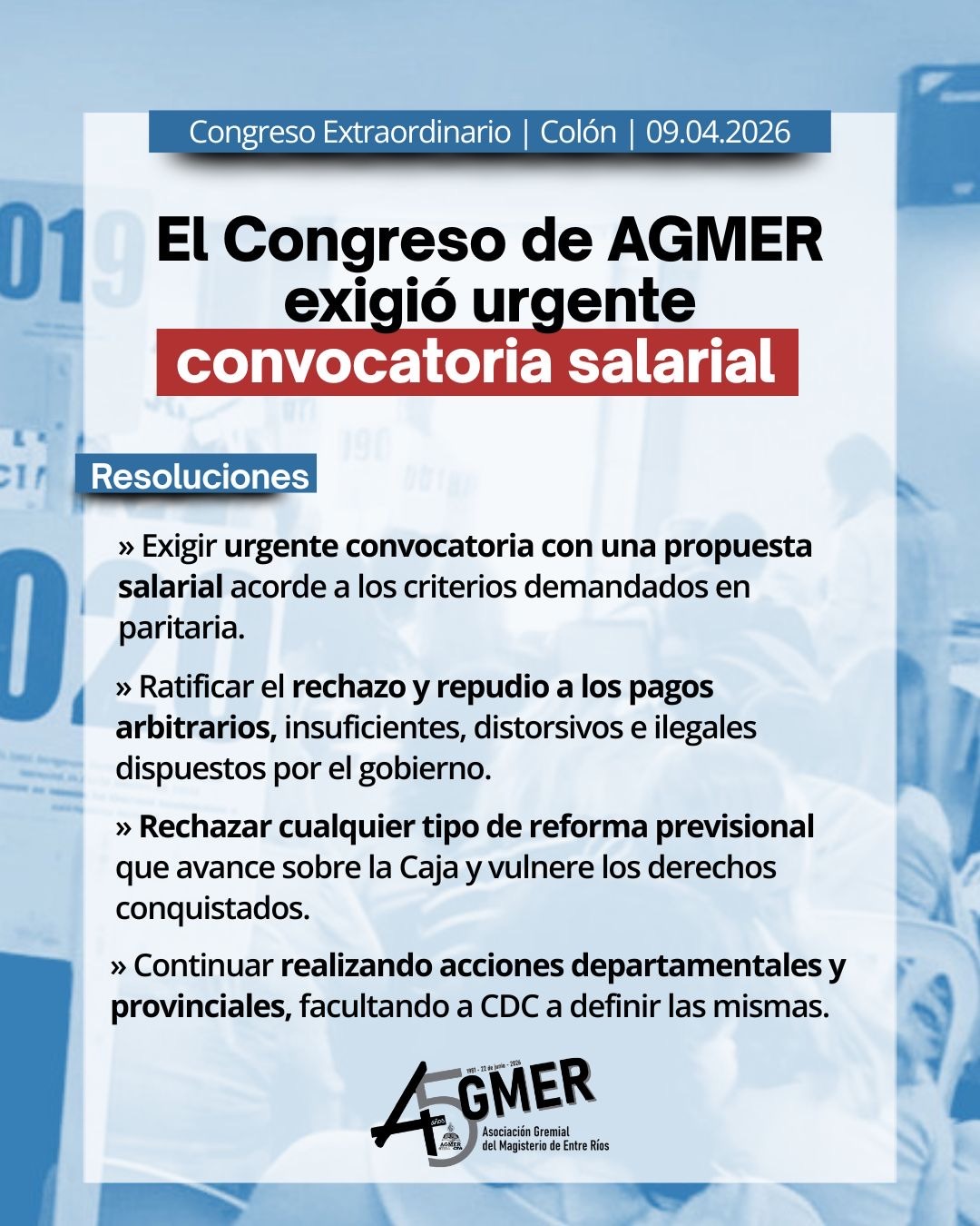 AGMER endurece su postura y exige una nueva propuesta salarial
