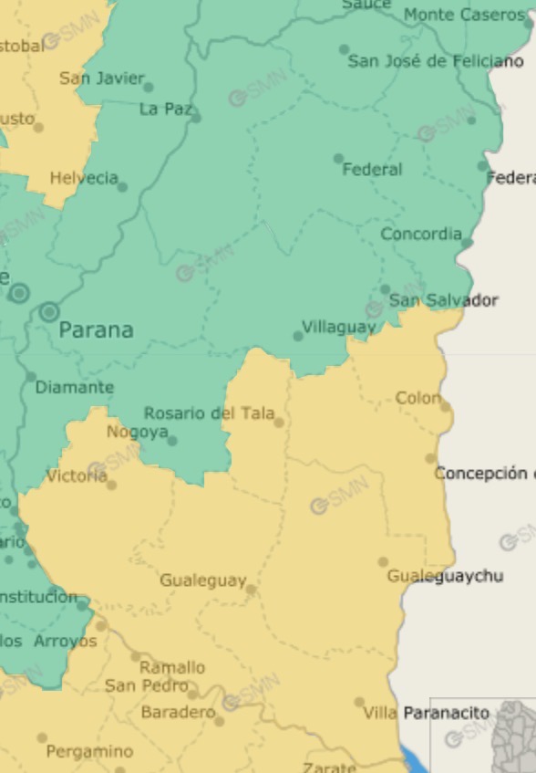 El SMN emitió alerta amarilla por tormentas