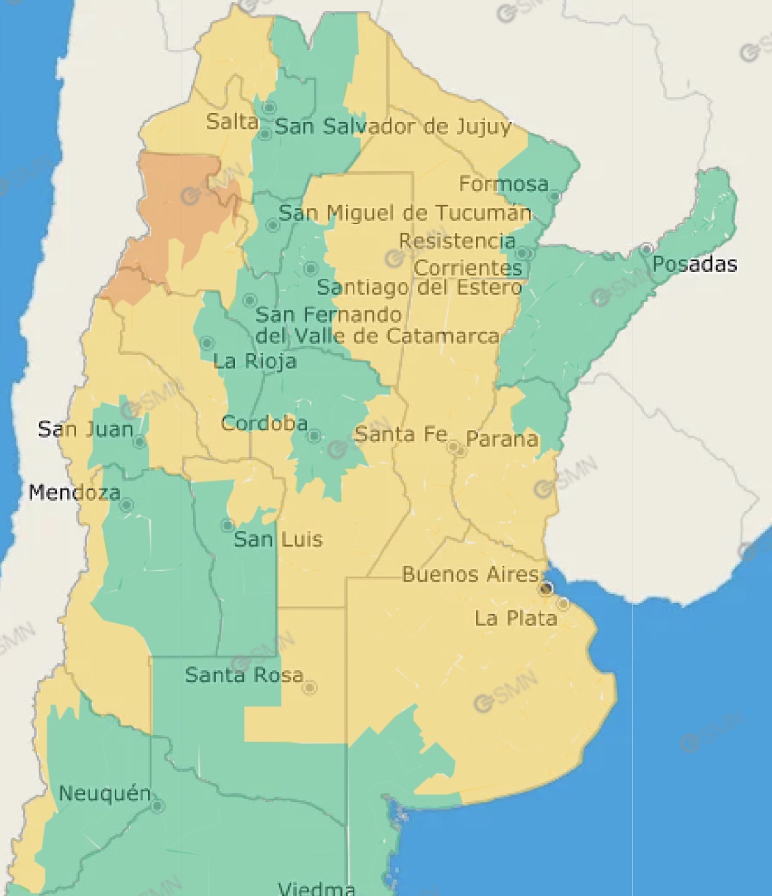 Alerta amarilla por tormentas para gran parte de Entre Ríos