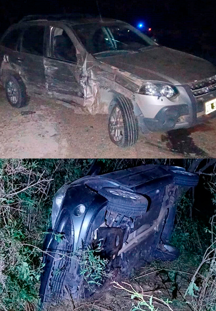 Violento choque y vuelco en Ruta 20 cerca de Urdinarrain
