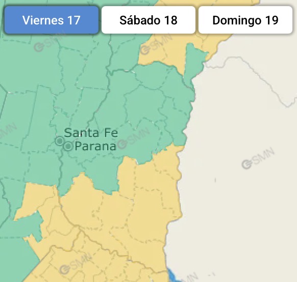 Alerta amarilla por tormentas para siete Departamentos entrerrianos