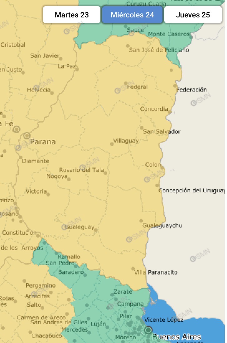 Alerta por tormentas para Entre Ríos y otras provincias