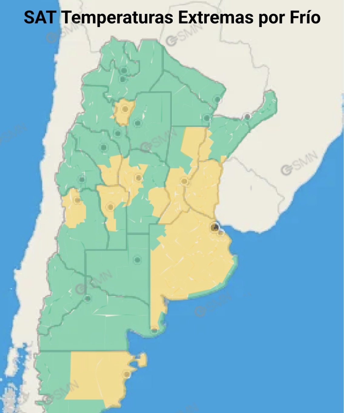 Alerta amarillo por frío extremo en toda Entre Ríos