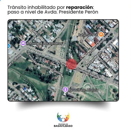 Cierran el paso a nivel de Av. Presidente Perón por trabajos de reparación vial
