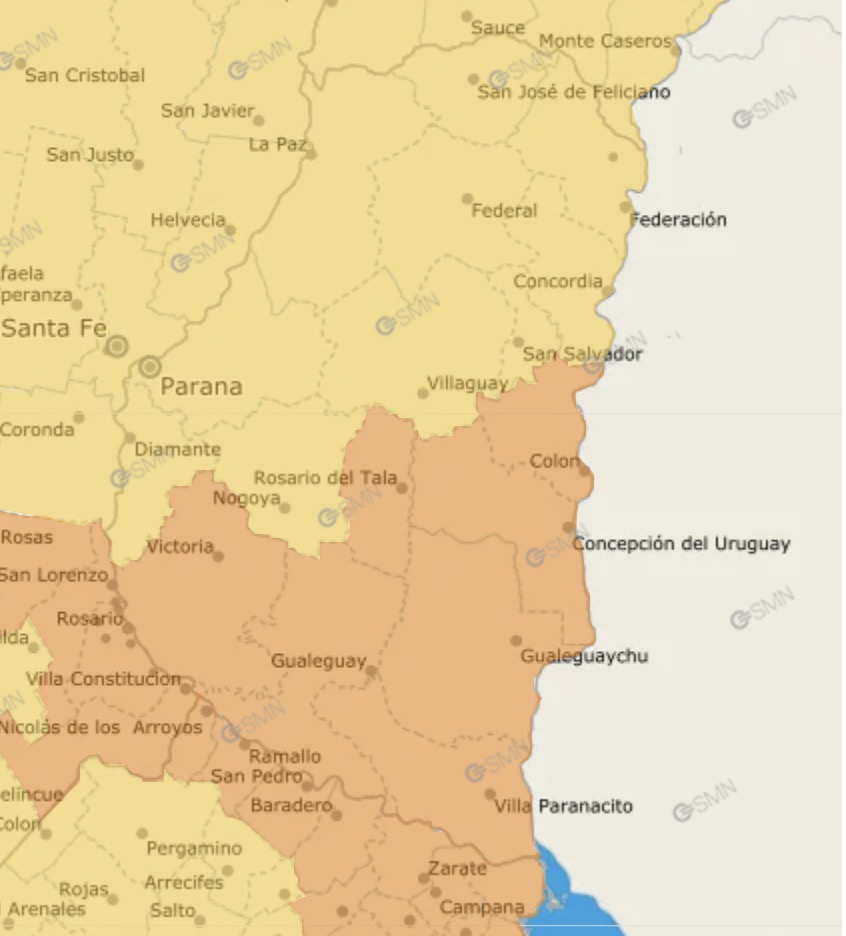 Persisten las alertas por tormentas para Entre Ríos