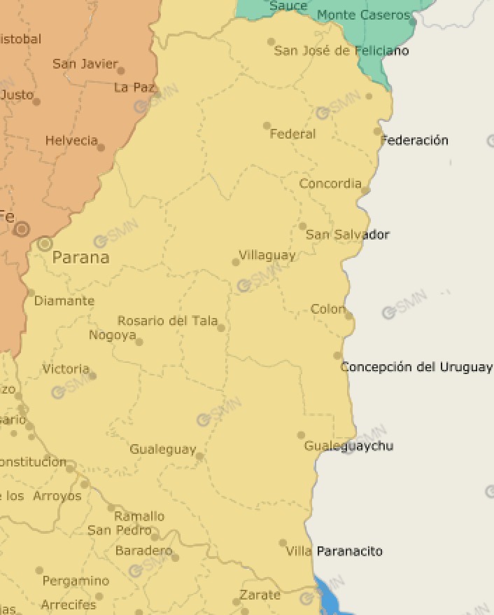 Alerta Amarilla por tormentas para toda la provincia de Entre Ríos