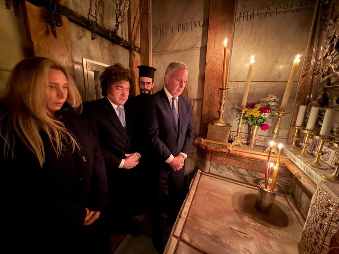 El Presidente Javier Milei visitó el Santo Sepulcro 
