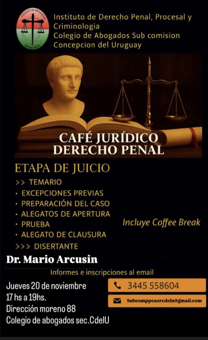 Café Jurídico sobre Derecho Penal en Concepción del Uruguay