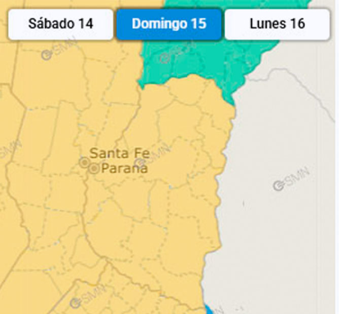 Emitieron una alerta amarilla que abarca a todo el territorio de Entre Ríos