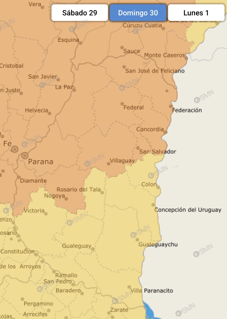 Entre Ríos bajo alerta meteorológica por tormentas severas