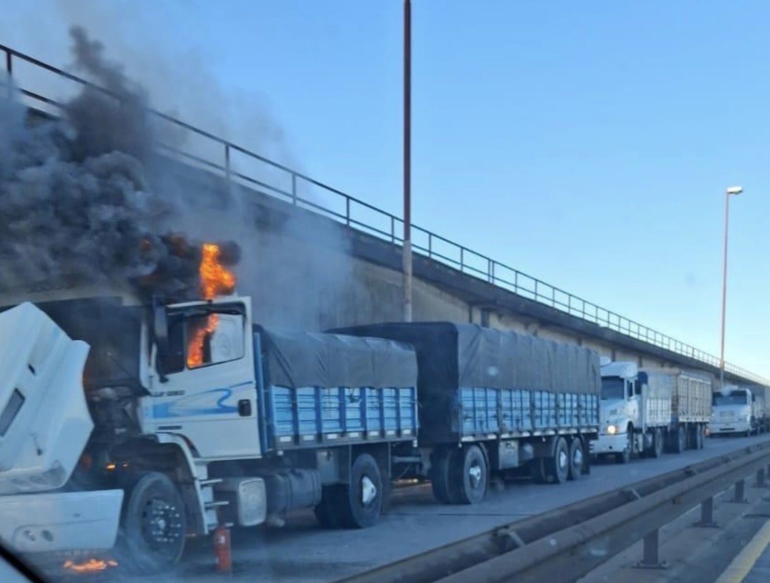 Se incendió un camión en el complejo Zárate - Brazo Largo