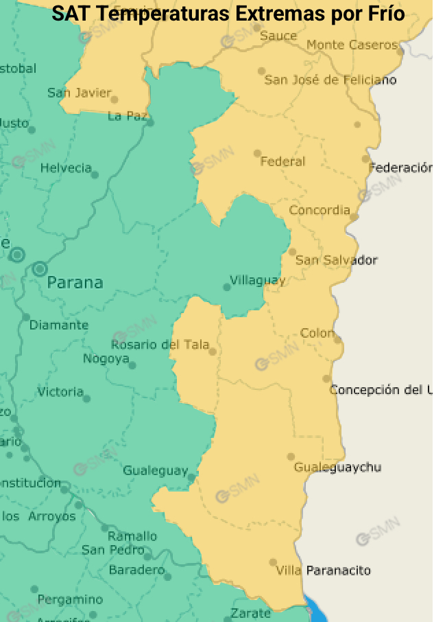 Se renovó la Alerta Amarilla por frío extremo en la región