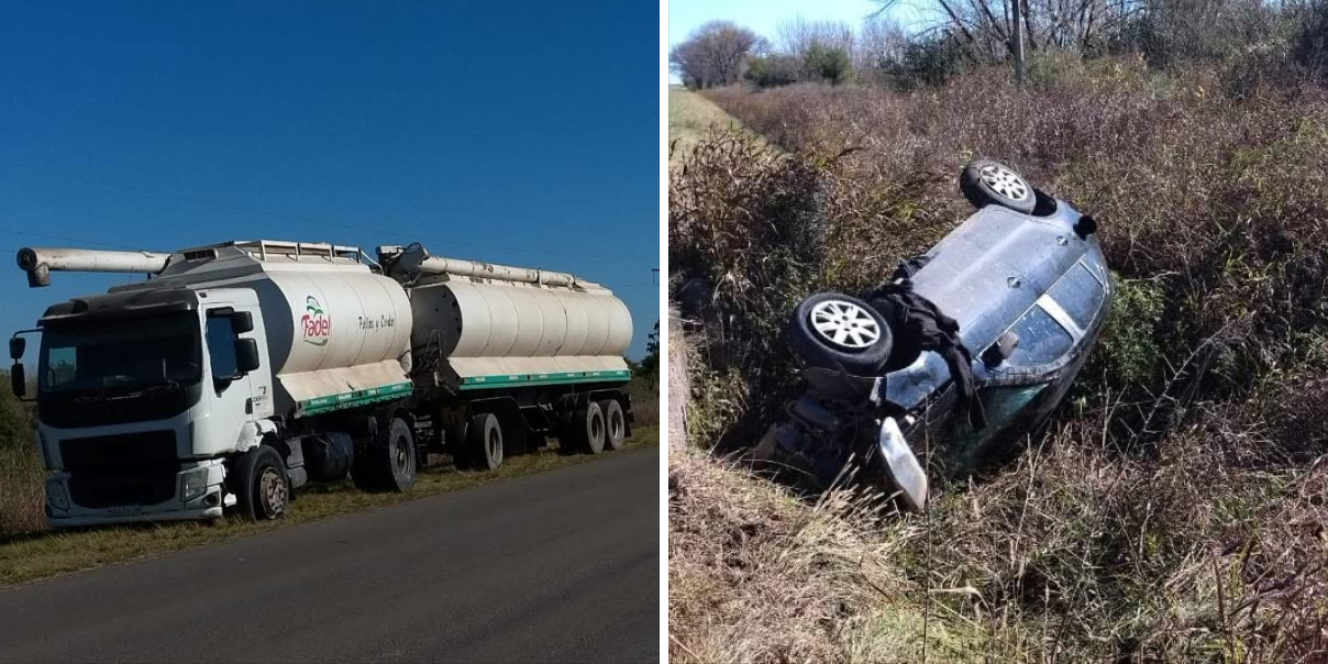 Joven resultó herido tras un choque entre un auto y un camión en la Ruta 39