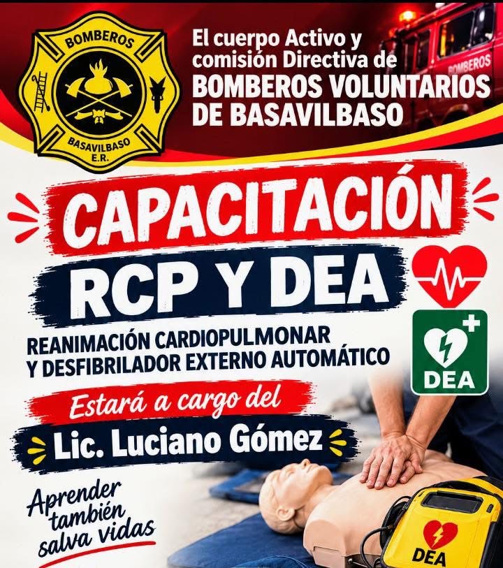 Bomberos brindará una capacitación en RCP y uso del DEA