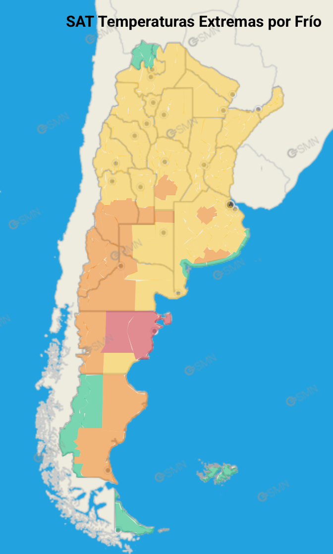 El SMN actualizó su alerta por frío extremo
