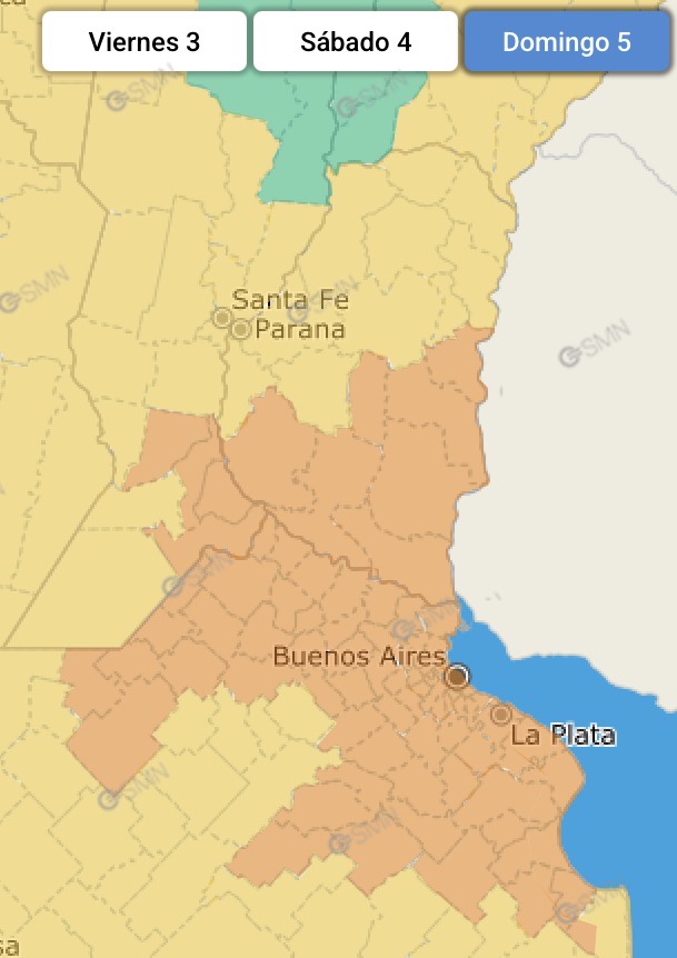 El SMN elevó a naranja la alerta por tormentas para el domingo
