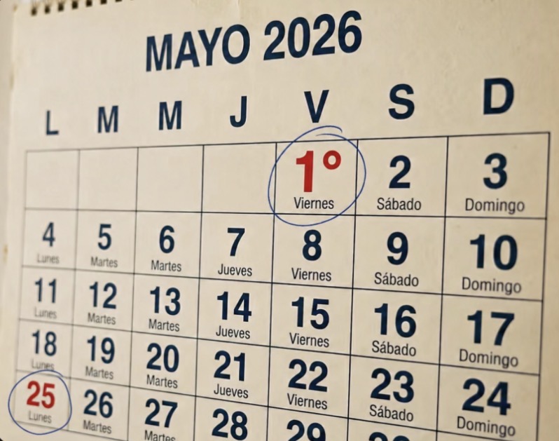 Mayo 2026 tendrá dos fines de semana largos