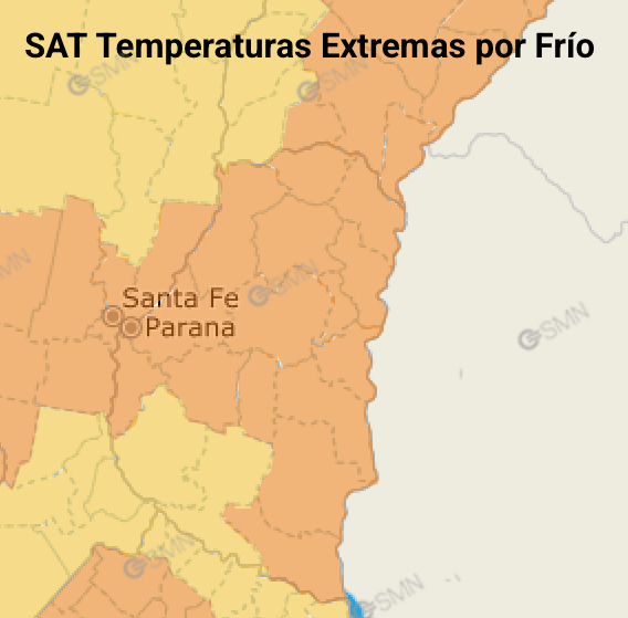 El SMN actualizó su alerta por frío extremo y para la zona es nivel Naranja