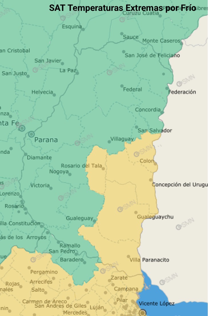 Alerta amarilla por frío extremo alcanza al Departamento Uruguay